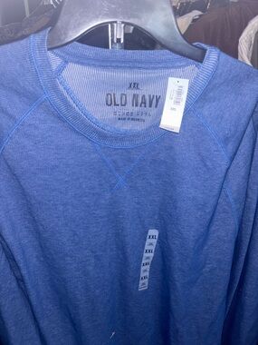 Old Navy Men's Heathered Blue Crewneck Sweatshirt